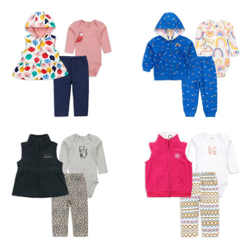 Pack 3 Piezas Poleron Pantalon Y Body Tedmimak Bebe Niña