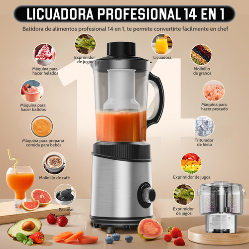Licuadora Profesional Portátil Electrica Moledor Procesador De Alimentos Extractor De Jugos Eléctrico 22 unidades 800 W 4 Marchas