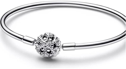 Bracelete Pandora Rígido Com Fecho Floco De Neve Cravejado