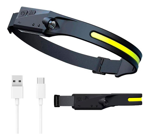 Lanterna De Cabeça Fita Led Usb Luz Forte Sensor Inteligente
