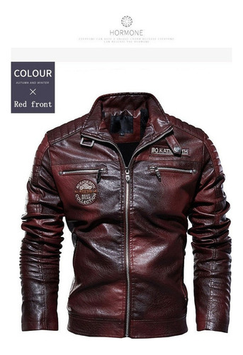 Chaqueta De Cuero De Pu For Hombre De Invierno Motocicl