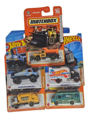 Pack 5 Camiones O Vehiculos De Trabajo Matchbox Hot Wheels