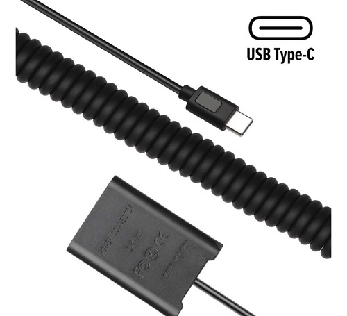 Adaptador Dummy Pd Dk-x1 Bateria Sony Np-bx1 Espiral Usb-c Cor Preto