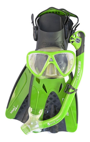 Set Cressi Tonga Dry Snorkeling Buceo Compacto Viaje Verde