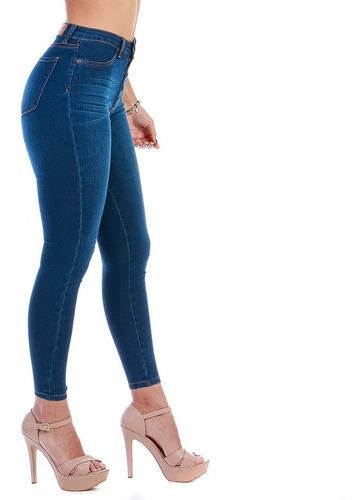 Imagen 3 de 7 de Pantalón Jeans Mezclilla Stretch Dama Con Botones Al Frente