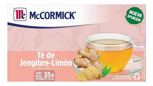 2 Pza Té Mccormick Jengibre Y Limón 25 Sobres