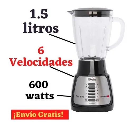 Licuadora Juguera Sindelen L 5500in 1 5lt 6 Vel 600w acero