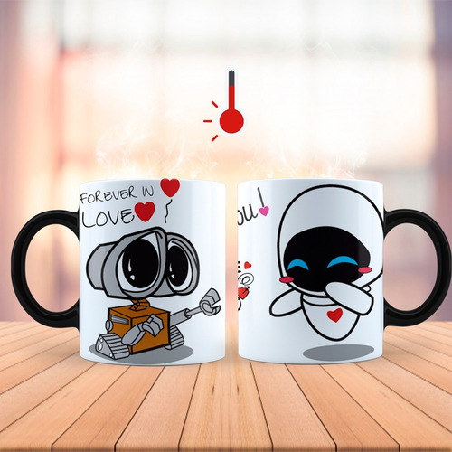 Imagen 4 de 6 de 2 Tazas Mágicas Walle Eva Pareja San Valentin Amor