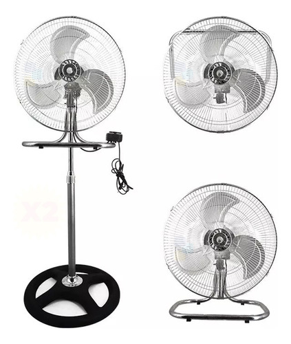 Ventilador De Pie Turbo Pared Metal 3 En 1 45w 18 -46cm X2