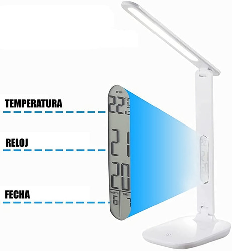 Lampara De Mesa Escritorio Con Pantalla Alarma Y Calendario.