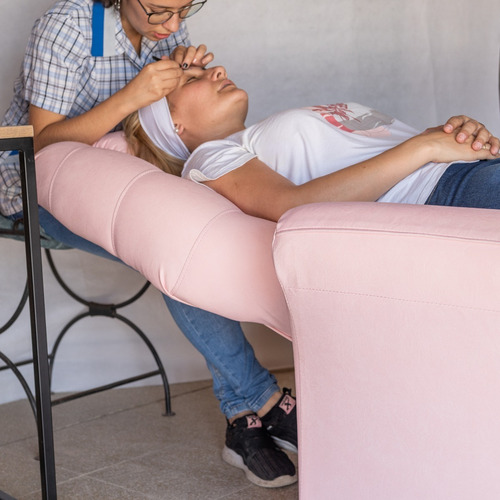 Sillon Estilista Spa Pestaña Lashista Limpieza Facial Rosa
