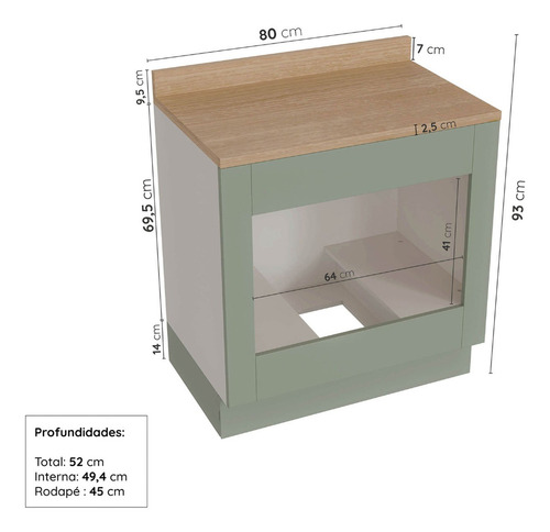 Cozinha Modulada 6 Peças Com Tampo 3 Aéreos 3 Balcões