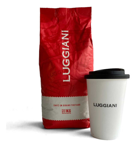 Cafe En Grano Luggiani Rosso 1kg. + Vaso Reutilizable