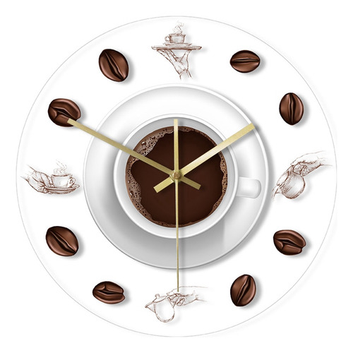 Reloj De Pared Coffee Hand Coffee Bean, Diseño Moderno, Cafe