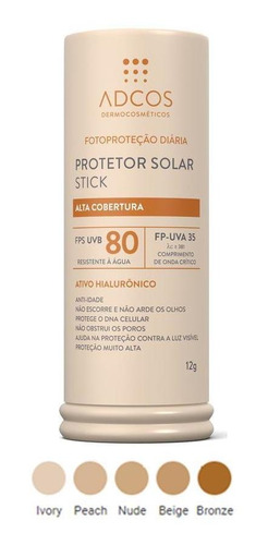 Adcos Protetor Solar Tonalizante Base Stick Fps80 Ivory 12g