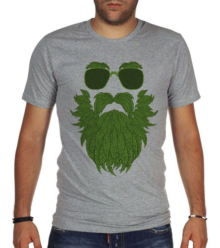 Remera De Hombre Barba Cannabis Lentes Verde