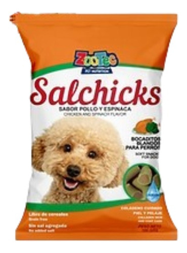 Snack Para Perros Salchicks Zootec Pollo Espinaca Caja X 12