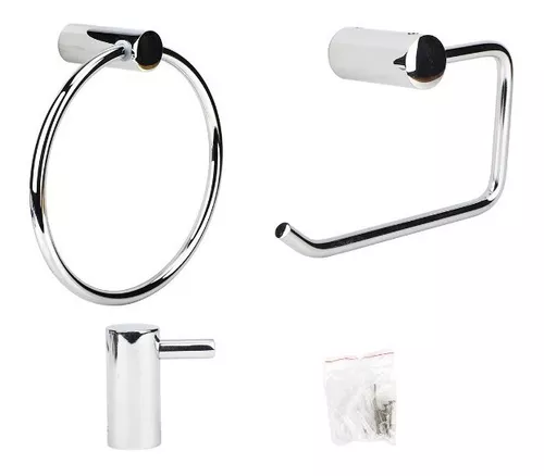 Set Accesorios Baño Conjunto Kit 4 Piezas Piazza Cube Cromo - Sanitarios  Varela