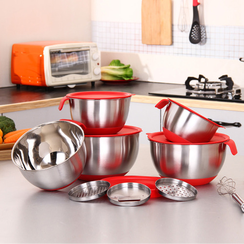 Cuencos Para Mezclar De Acero Inoxidable Con Tapas Y Engrana