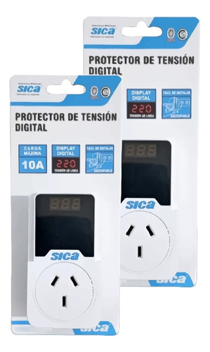 Protector De Tensión Digital Sica De Enchufar 10a | Pack X2