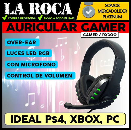 Imagen 3 de 10 de Auricular Gamer Pc Ps4 Xbox Gaming Con Microfono Led Envios