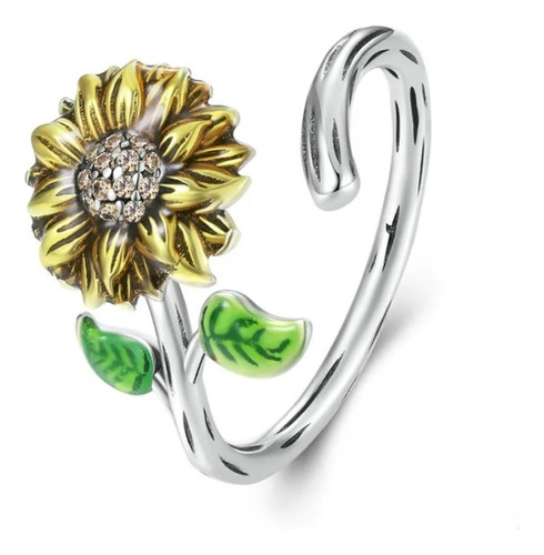 Anillo De Girasol En Plata 925. Joyería Única. Sunflowers