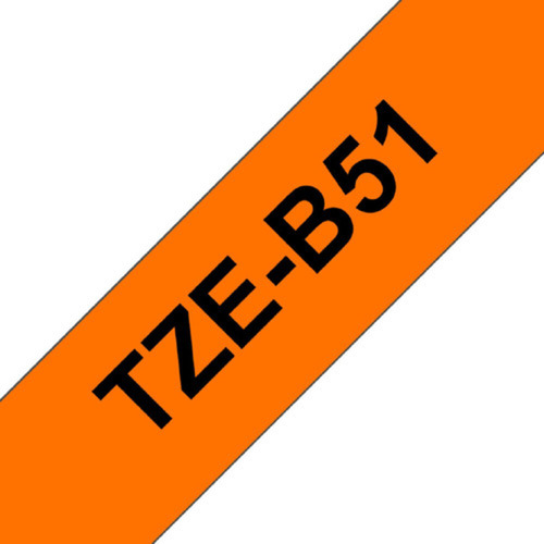 Cinta Brother Tzeb51 Negro Sobre Naranja Fosfo 24mm X 5mts