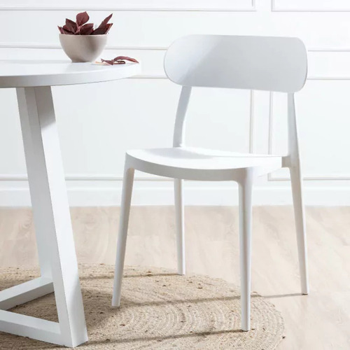Pack 4x Sillas De Comedor Beijín Estilo Moderno Alto Rancho Estructura De La Silla Blanco