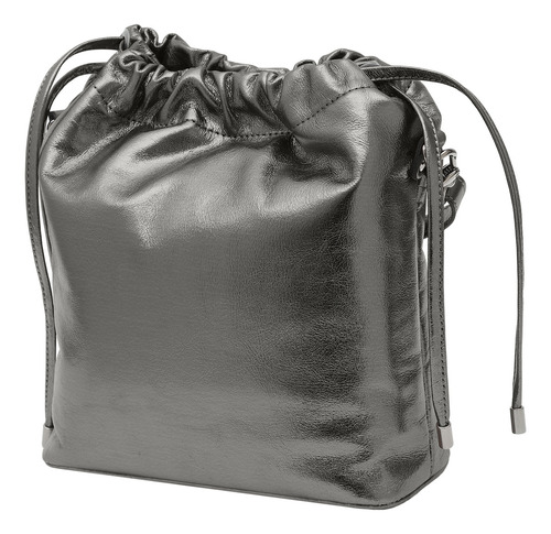 Bolsa Feminina Transversal De Couro Bovino Mariart Cravo Cor Carbono Desenho Do Tecido Lisa
