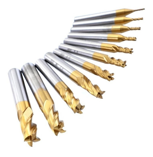 Kit 11 Brocas Router Cnc Fresa 4f Hss Hrc63 Metal Madera