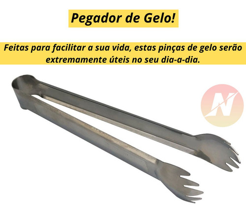 Pegador Gelo Inox Multiuso Carnes Frios Drinks Macarrão