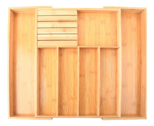 Bandeja De Cubiertos De Bambú Extensible Contenedor Cajón