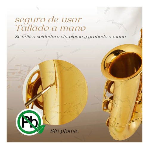 Saxofón Alto En Mi Bemol Para Principiantes Y Adultos 66cm Dorado