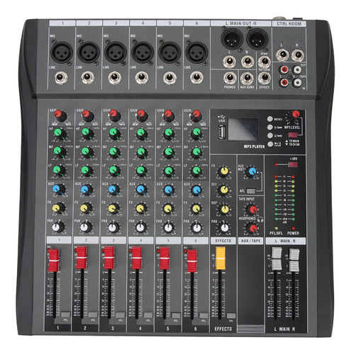 Placa De Sonido Power Mixer De 6 Canales Para Streaming