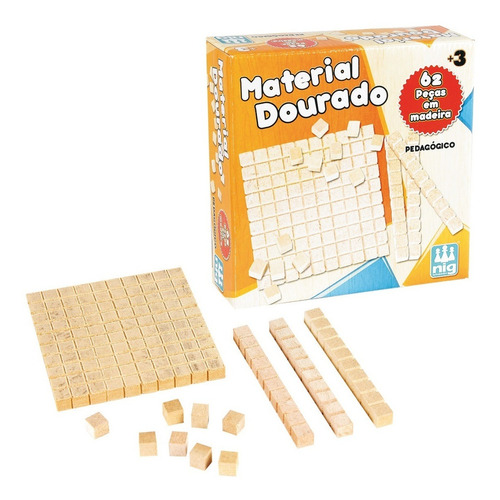 Kit Didatico Material Dourado 62 Peças Nig Brinquedos 0426