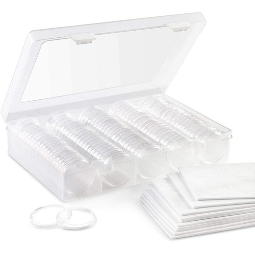 Imagen 1 de 10 de Caja De Plástico Para 100 Cápsulas De Monedas Ajustable