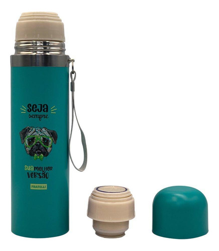 Garrafa De Água Verde Aço Inox Sistema Antivazamento 480ml