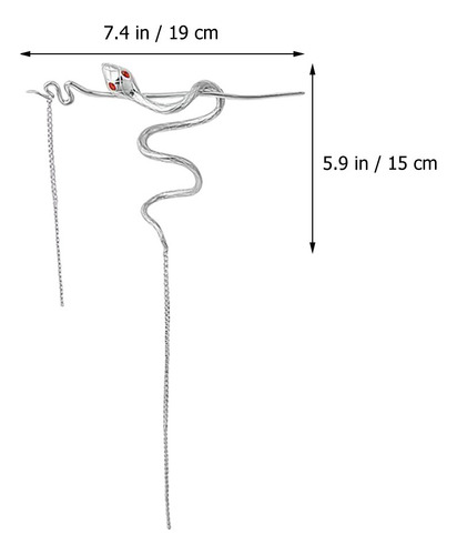 Pinza De Pelo De Serpiente De Metal Con Borla Colgante, Larg