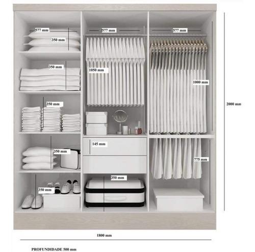 Guarda Roupa Casal 6 Portas 2 Gavetas Paris Siena Gc