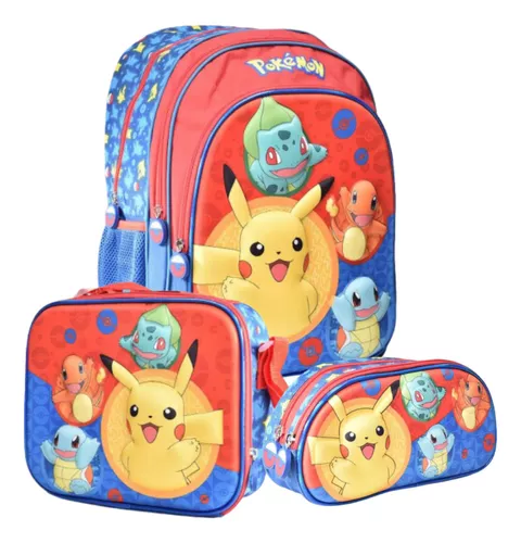 Pokémon pikachu 3pcs mochila escolar caja de almuerzo OEM