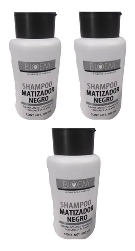 3 Pzas. Bloem Shampoo Matizador Negro