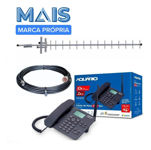 Kit Telefone De Mesa Rural 2 Chips Quadriband Aquário Ca-42s