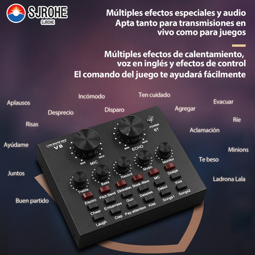Sjrohe Mejor Tarjeta De Sonido Para Streaming En Calidad Profesional Tarjetas De Sonido Con Mezcladora Integrada Conexión Usb,control De Mezcla Consolas De Audio Micrófonos Profesionales Ecualización