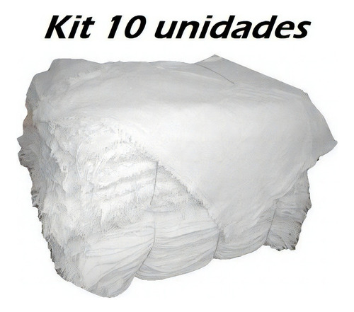 Pano De Chão-branco-alvejado Atacado Kit Com 10 Peças Cor Branco