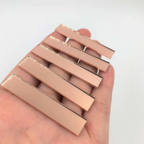3/8x2 Pulgadas De Oro Rosa Espejo De Vidrio Pequeño Rectan