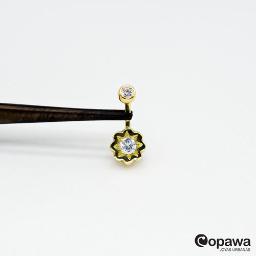 Piercing Ombligo Navel Oro 18k Sol 4mm - Copawa Joyas