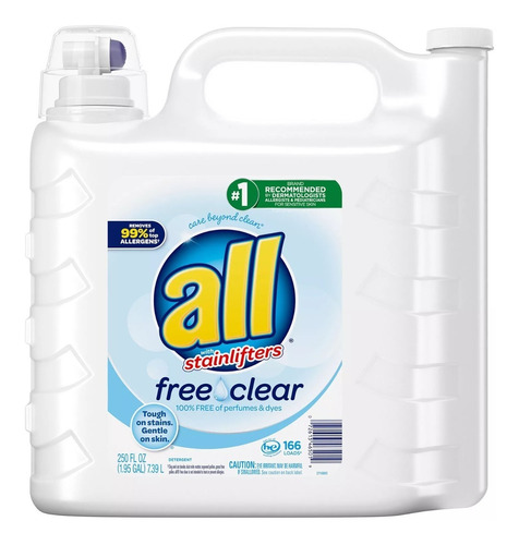 All Liquido Detergente Free Clear Sensitive Skin 166 Loads