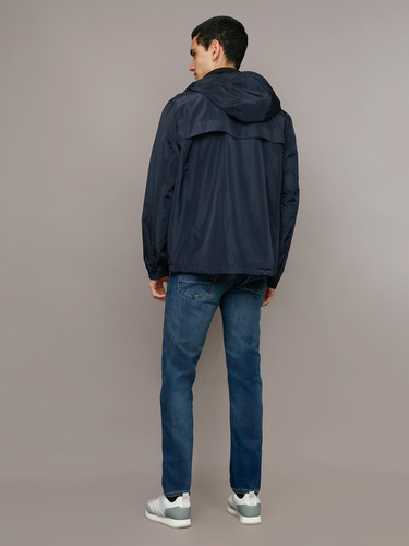 Chaqueta Ligera Con Gorro Azul Calvin Klein