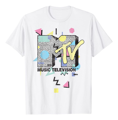 Mtv Camiseta Con Diseo De Logotipo De Forma Retro, Blanco, S