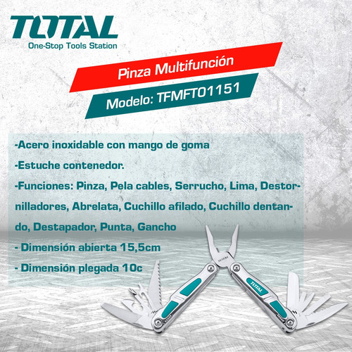 Imagen 4 de 8 de Pinza Multiherramienta 15 Funciones Total